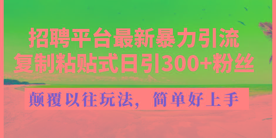 招聘平台最新暴力引流，复制粘贴式日引300+粉丝，颠覆以往垃圾玩法，简…-资源宝库
