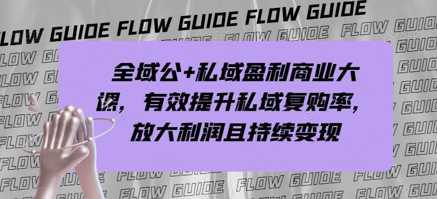 全域公+私域盈利商业大课,有效提升私域复购率,放大利润且持续变现
