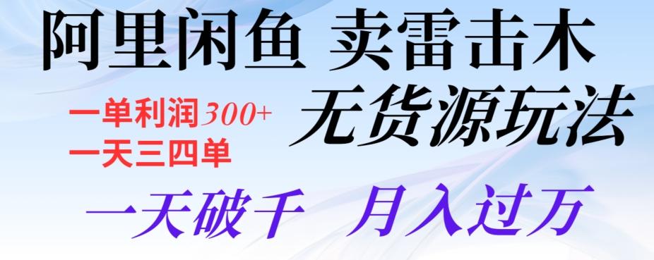 阿里闲鱼卖雷击木无货源玩法，一单利润300+，一天三四单，一天破千，月入过万-资源宝库