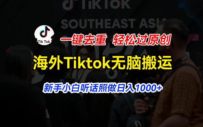 海外Tiktok短视频无脑搬运，一键去重轻松过原创，新手小白听话照做日入...-资源宝库