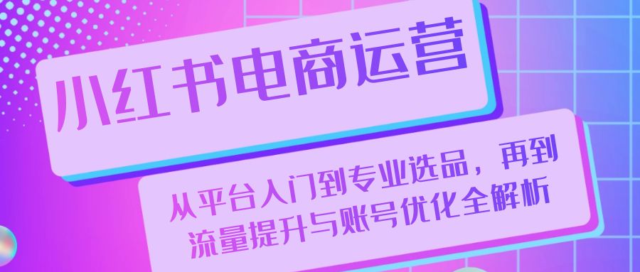 小红书电商运营：从平台入门到专业选品，再到流量提升与账号优化全解析-资源宝库
