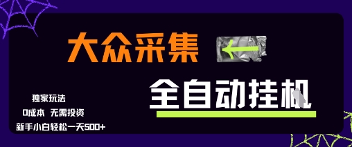 大众采集全自动玩法，新手小白轻松一天5张+，操作简单零成本【揭秘】-资源宝库
