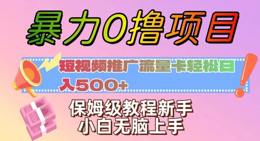暴力0撸项目：短视频推广流量卡轻松日入500+，保姆级教程新手小白无脑上手【揭秘】-资源宝库