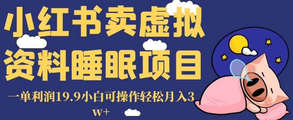 小红书卖虚拟资料睡眠项目，一单利润19.9小白可操作轻松月入3w+【揭秘】-资源宝库