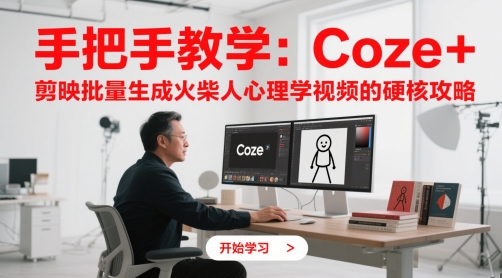 手把手教学：Coze + 剪映批量生成火柴人心理学视频的硬核攻略-资源宝库