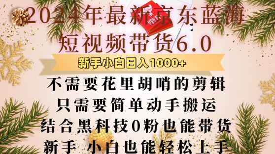 最新京东蓝海短视频带货6.0.不需要花里胡哨的剪辑只需要简单动手搬运结合黑科技0粉也能带货【揭秘】-资源宝库