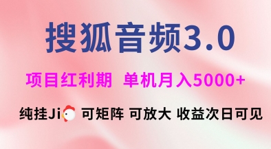 搜狐音频挂ji3.0.可矩阵可放大，独家技术，稳定月入5000+【揭秘】-资源宝库