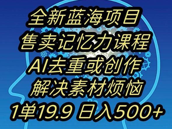 蓝海项目记忆力提升，AI去重，一单19.9日入500+【揭秘】-资源宝库