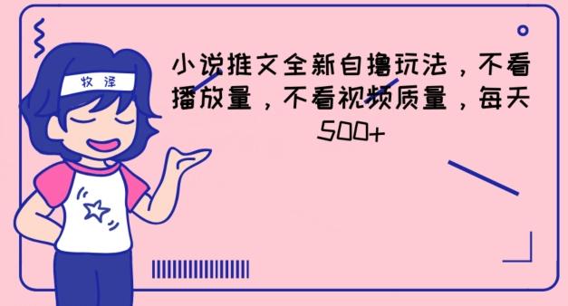 小说推文全新自撸玩法，不看播放量，不看视频质量，每天500+【揭秘】-资源宝库