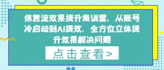 信息流效果提升集训营，从账号冷启动到AI提效，全方位立体提升效果解决问题-资源宝库