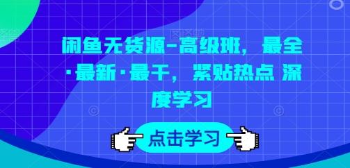 闲鱼无货源-高级班,最全·最新·最干,紧贴热点 深度学习