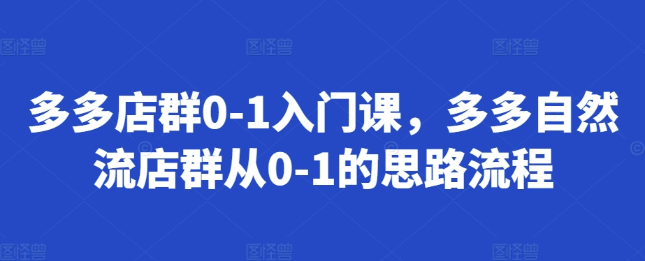 多多店群0-1入门课，多多自然流店群从0-1的思路流程-资源宝库