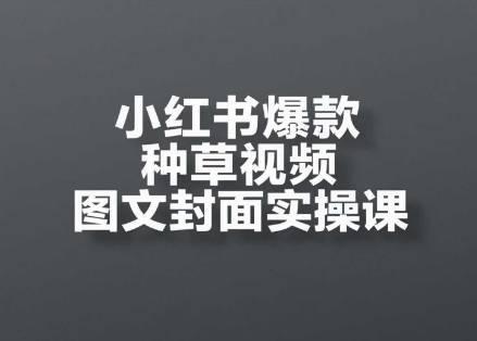 小红书爆款种草视频图文封面实操课，​开店、选品、引流、变现全流程-资源宝库