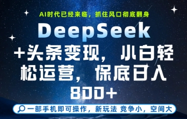 DeepSeek+头条变现,保姆级教学,小白轻松上手,日入8张+【揭秘】