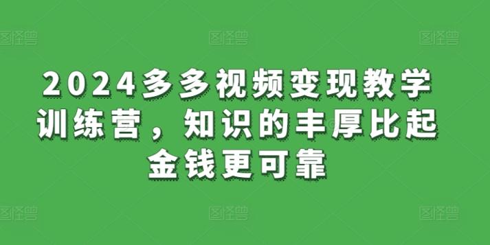 2024多多视频变现教学训练营,知识的丰厚比起金钱更可靠