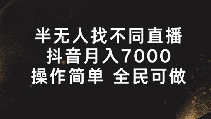 半无人找不同直播，月入7000+，操作简单 全民可做【揭秘】-资源宝库