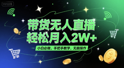 带货无人直播，轻松月入2W+，小白必做，手把手教学，无脑操作(附学习资料)-资源宝库
