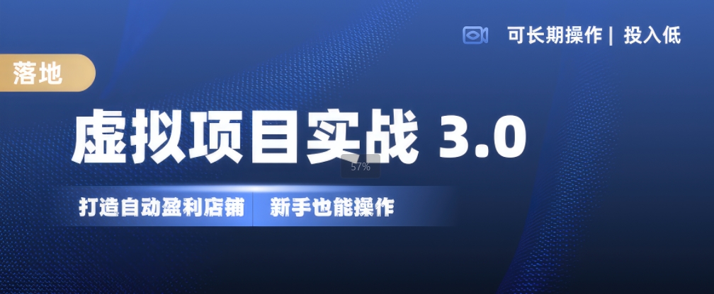 虚拟项目实战3.0，打造自动盈利店铺，可长期操作投入低，新手也能操作-资源宝库