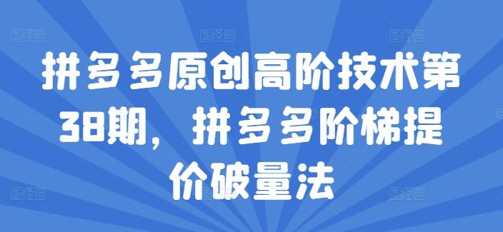 拼多多原创高阶技术第38期，拼多多阶梯提价破量法-资源宝库