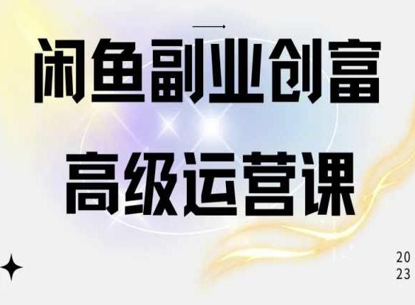 闲鱼电商运营高级课程,一部手机学会闲鱼开店赚钱