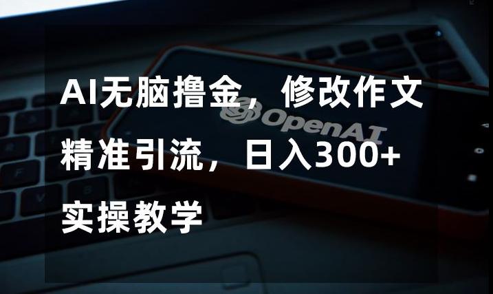 AI无脑撸金，修改作文精准引流，日入300+，实操教学【揭秘】-资源宝库