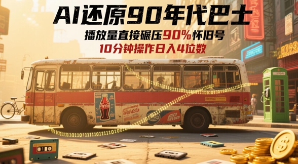 AI还原90年代巴士，一帧就让70后泪崩，播放量直接碾压90%怀旧号，每天操作十分钟，日入四位数-资源宝库
