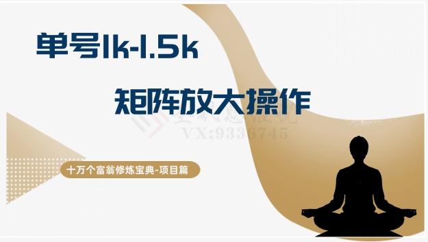 十万个富翁修炼宝典15.单号1k-1.5k，矩阵放大操作-资源宝库