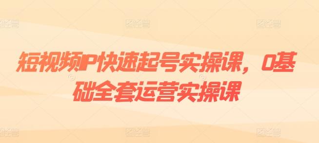 短视频IP快速起号实操课,0基础全套运营实操课,爆款内容设计+粉丝运营+内容变现
